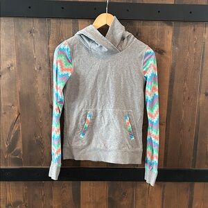 Ivivva GrayHoodie with Colorful Sleeves Girls Size 12